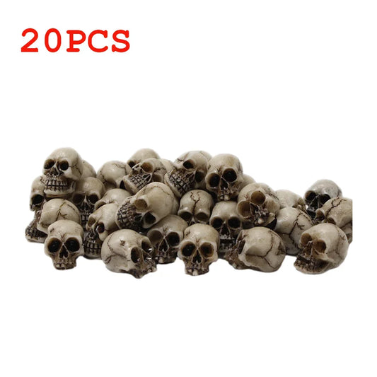 10/20Pcs Gothic Skull & Mushroom Mini Sculptures – Halloween Ornaments for Garden, Terrarium & Potted Plant Decor