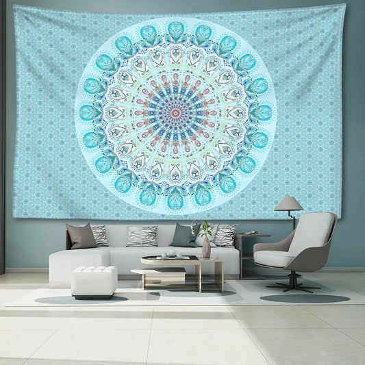 Striped Mandala Tapestry – Abstract Psychedelic Witchcraft Bohemian Wall Hanging