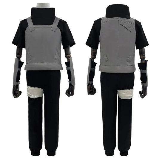 HOLOUN Anime Uchiha Itachi Anbu Cosplay Costume – Faux Leather Vest, Short Sleeve T-shirt, Pants & Bandages for Cosplay & Gift