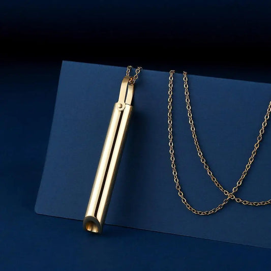 Stainless Steel Mindfulness Breathing Necklace – Anxiety & Stress Relief Pendant for Men & Women