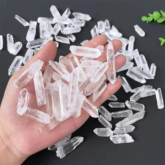 Natural High-Quality Clear Quartz Crystal Wands – Polished & Raw Spiritual Carvings
