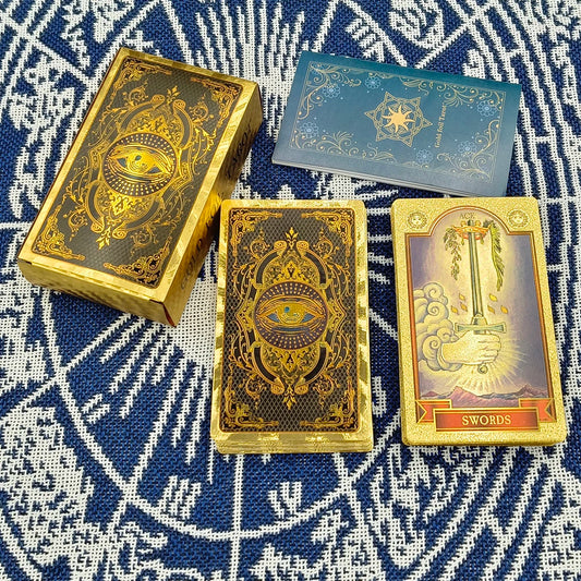 Terrific Gold Plastic Tarot Cards – Waterproof Divination Deck with Guidebook for Astrology & Oracle Readings