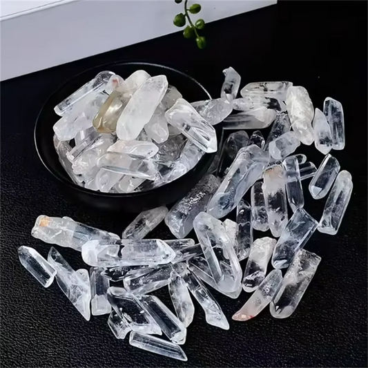 Natural High-Quality Clear Quartz Crystal Wands – Polished & Raw Spiritual Carvings