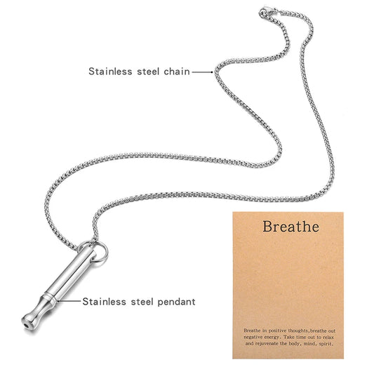 Stainless Steel Anxiety Stress Relief Necklace – Mindful Breathing Meditation Tool