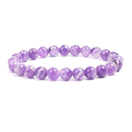 Natural Stone Beads Bracelet – Amethyst, Quartz, Aquamarine, Jade & Agate Elastic Bangle for Men & Women