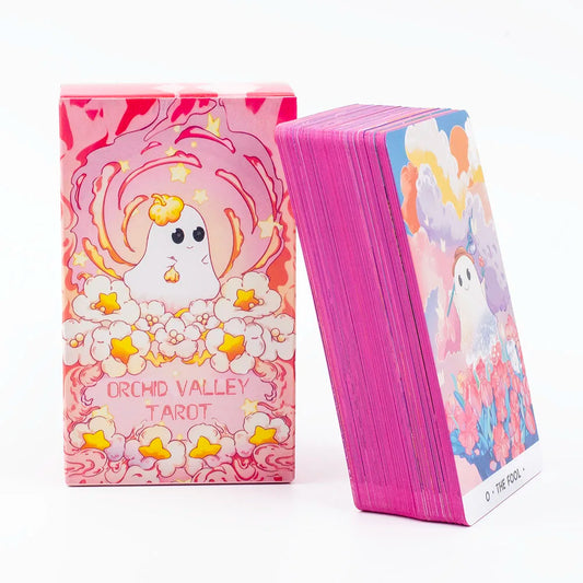 Orchid Valley Tarot – 80-Card Cartoon Deck with Guidebook for Spiritual Guidance & Moonlit Insights (10.3 × 6 cm)
