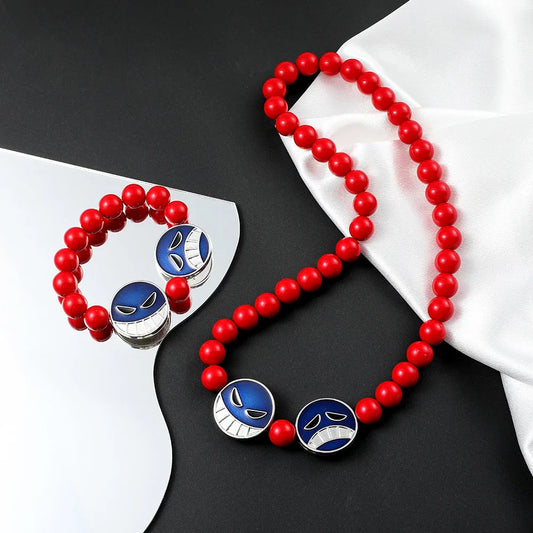 Ace Red Bead Bracelet & Necklace