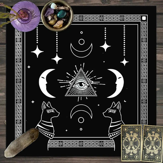1pc Tarot Tablecloth – Moon Phase & Starry Sky Altar Cloth for Witchcraft & Ritual Decoration