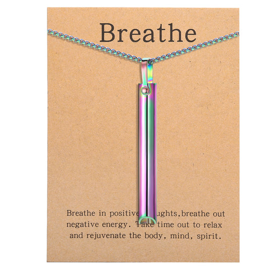 Stainless Steel Mindful Breathing Necklace – Anxiety & Stress Relief Meditation Tool