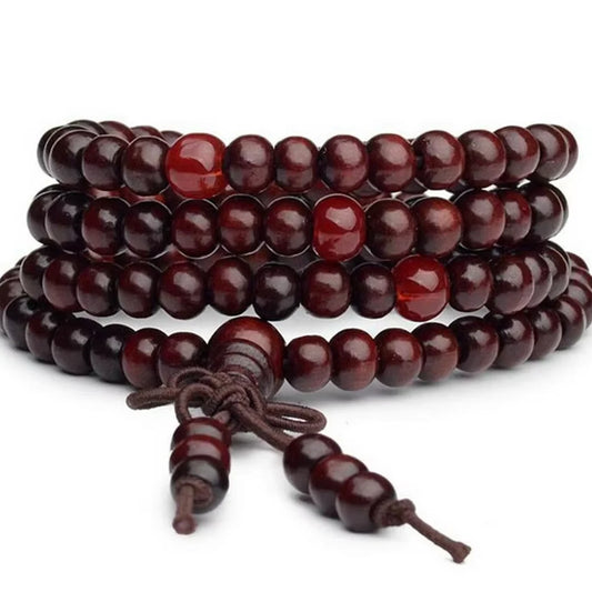 8mm Buddhist Natural Sandalwood Mala Bracelet – 108 Beads Meditation Prayer Beads for Men & Women