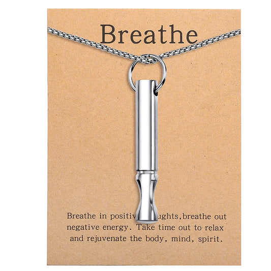 Stainless Steel Anxiety Stress Relief Necklace – Mindful Breathing Meditation Tool