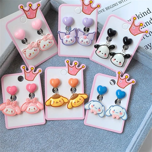 1 Pair Sanrio Hello Kitty, Cinnamoroll & Kuromi Ear Clip Earrings