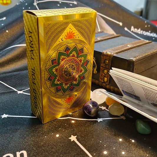 Terrific Gold Plastic Tarot Cards – Waterproof Divination Deck with Guidebook for Astrology & Oracle Readings