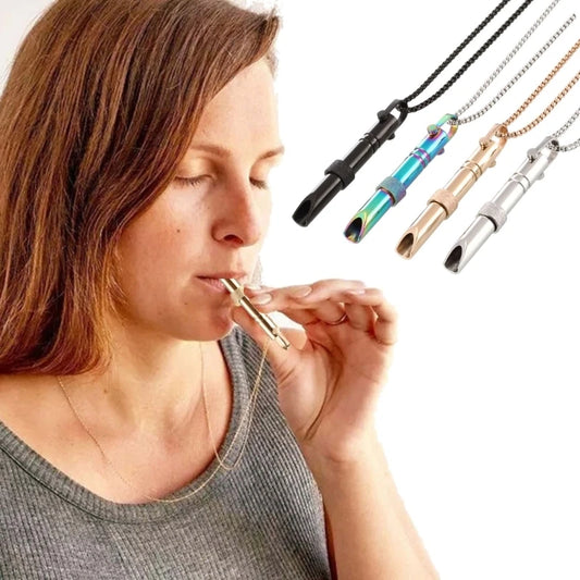 Couple Stainless Steel Mindfulness Breathing Necklace – Anxiety & Stress Relief Pendant for Women & Men