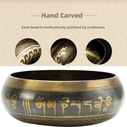 Tibetan Singing Bowl Set – 8.5 to 20CM Size Options with Scripture Engraving