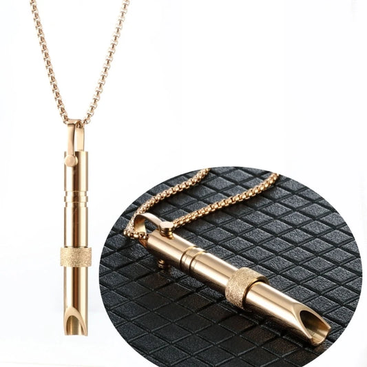 Couple Stainless Steel Mindfulness Breathing Necklace – Anxiety & Stress Relief Pendant for Women & Men