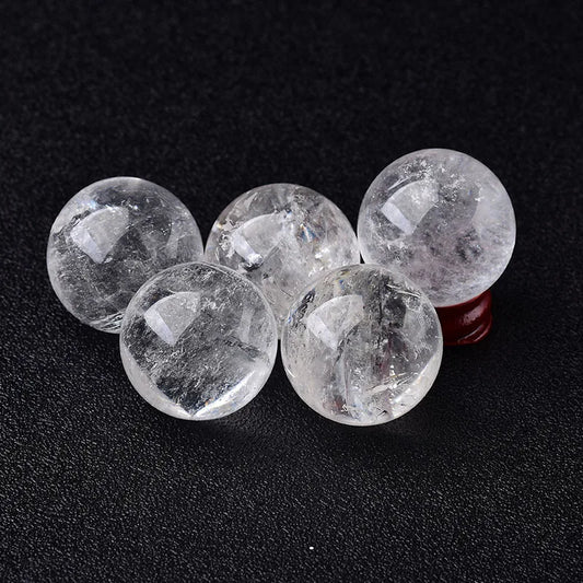 High-Quality 28–32mm Natural Clear Quartz Crystal Ball – Energy Healing & Meditation Stone with Free Wooden Stand