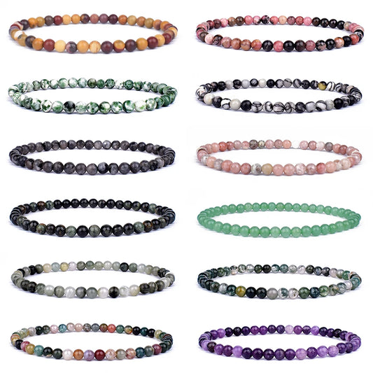 4mm 6mm Mini Energy Charm Bracelet Natural Stone Beads Yoga Healing Bracelet Jewelry for Women Men Best Friend Gift