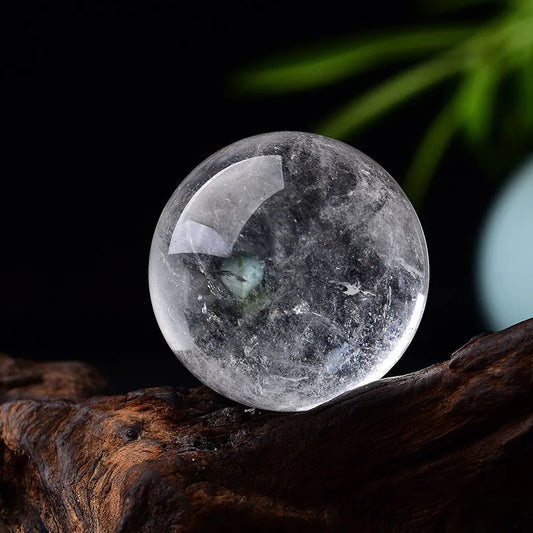 High-Quality 28–32mm Natural Clear Quartz Crystal Ball – Energy Healing & Meditation Stone with Free Wooden Stand