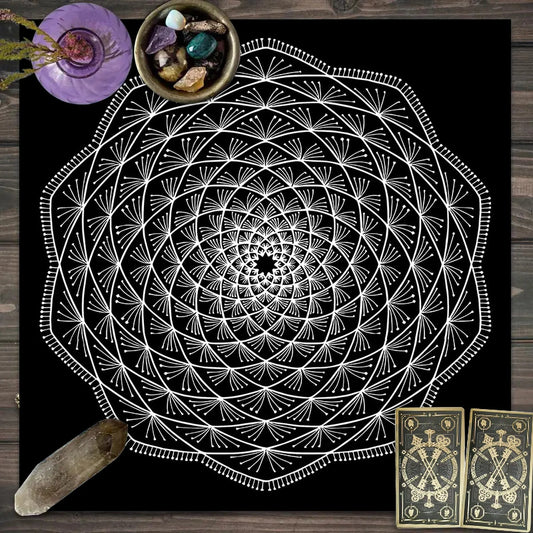 Mysterious Rune Tarot Tablecloth – Witchcraft Altar Cloth for Astrology & Card Readings