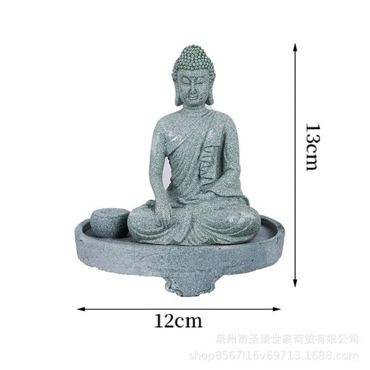 Meditating Buddha Statue Zen Incense Holder – Home Decoration for Garden, Bonsai & Aquarium