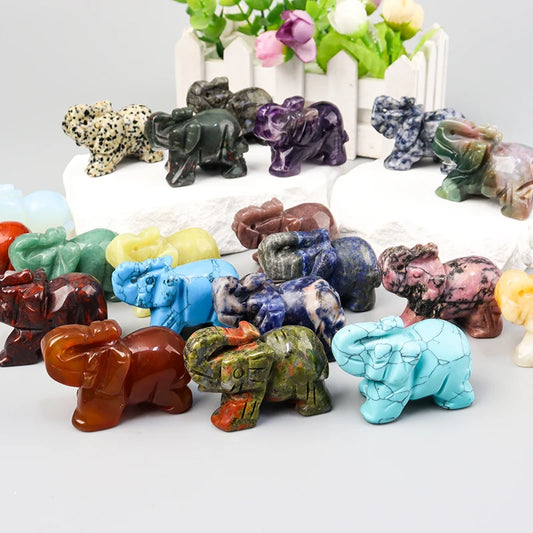 Hand Carved Crystal Elephant Figurine
