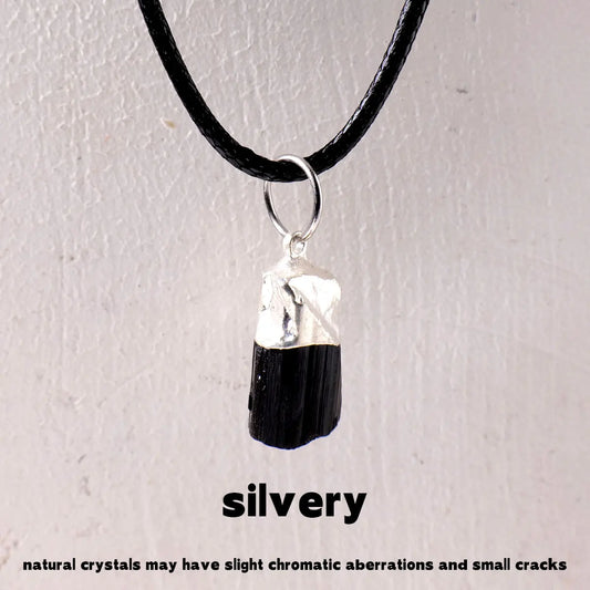 Natural Crystal Raw Stone Black Tourmaline Pendant Aura Edging Stone Pillar Necklace Accessory Pendant
