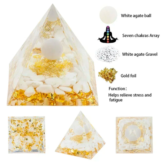 Natural Crystal Energy Generator Pyramid – Amethyst & Peridot Reiki Chakra Resin Pyramid (1PC)
