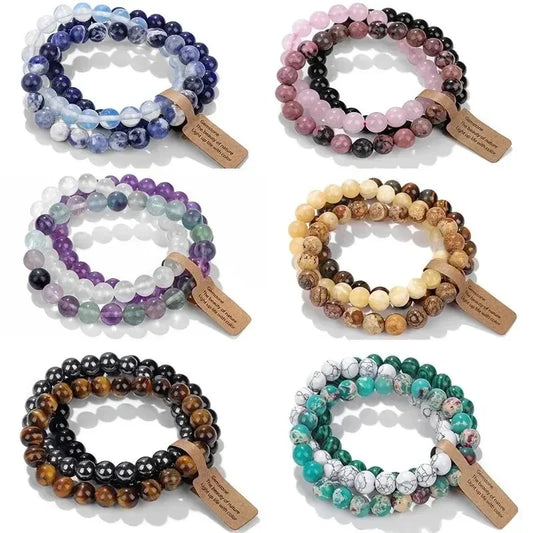 Natural Stone Crystal Beads Semi Precious Women's Bracelet Amethyst Multi Layered Combination Bracelets