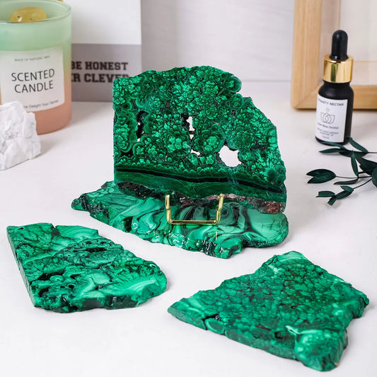 1pc Natural Green Eyes Malachite – Raw Crystal Healing Stone & Divination Slab