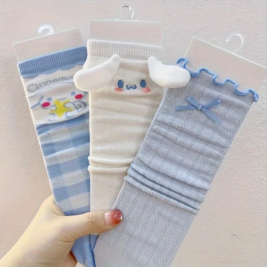 3 Pairs Kawaii Sanrio Cinnamoroll Crew Socks