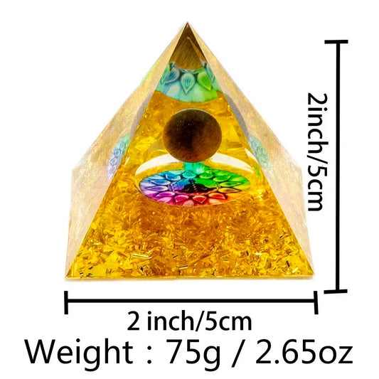 Natural Crystal Energy Generator Pyramid – Amethyst & Peridot Reiki Chakra Resin Pyramid (1PC)