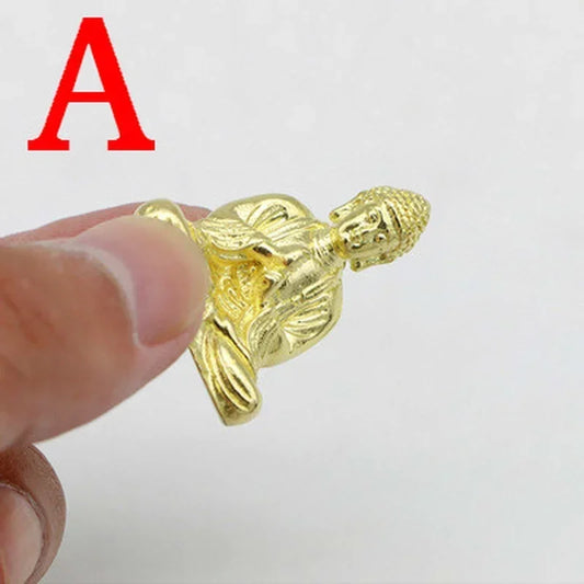 Mini Vintage Brass Buddha Statue – Pocket-Sized Sitting Buddha Sculpture for Desk & Decor