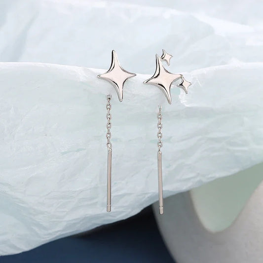 2025 New Korean Star Ear Wire Tassel Thread Chain Drop Earrings