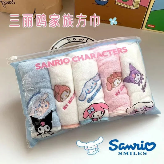 5pcs Sanrio My Melody & Cinnamoroll Children’s Face Washcloth Set