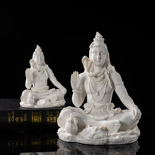 Vilead 13cm Sandstone Shiva Statue – Yoga Figurine & Zen Meditation Decor