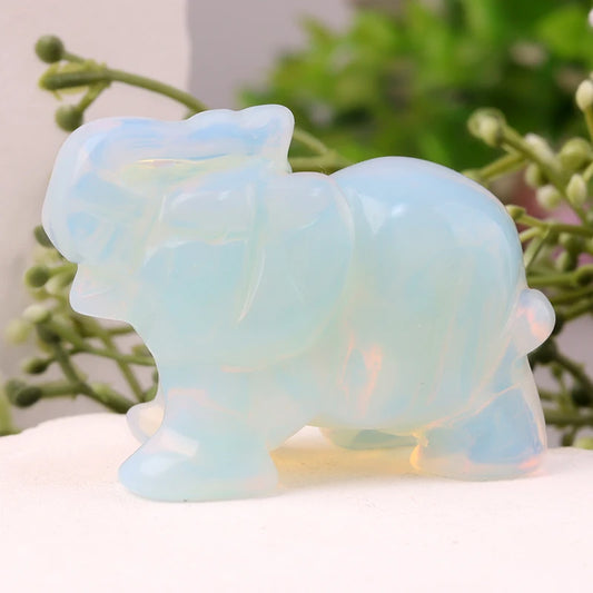 Hand Carved Crystal Elephant Figurine