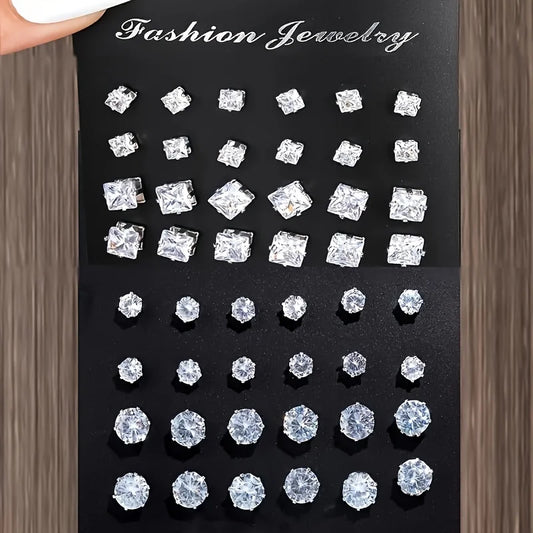 48-Piece Zircon Earring Set