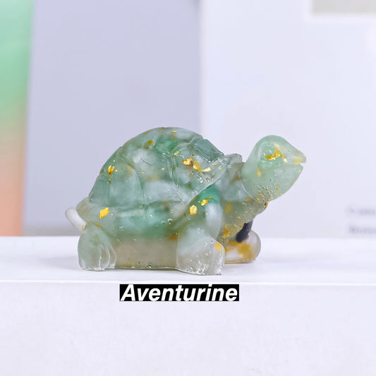 Natural Crystal Stone Turtle Statue – Feng Shui Tortoise Figurine for Home & Office Decor