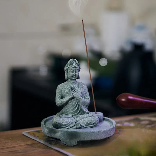 Meditating Buddha Statue Zen Incense Holder – Home Decoration for Garden, Bonsai & Aquarium
