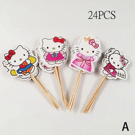 24Pcs Hello Kitty Cake Toppers