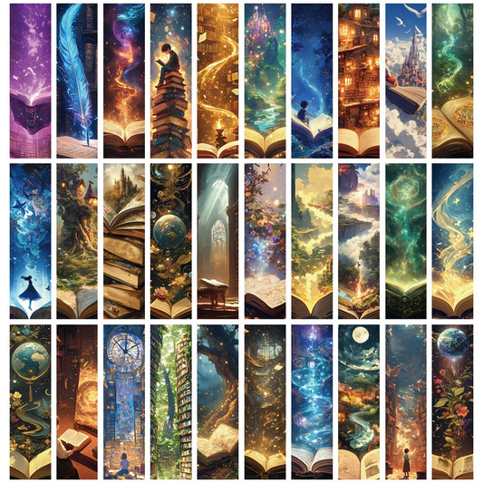 30/60PCS Fantasy Reading Bookmarks – Kawaii Animal & Notebook DIY Decorations