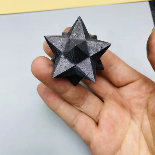 Natural Stone Shungite Merkaba Mineral Quartz – Divination & Healing Crystal for Spiritual Room Decoration