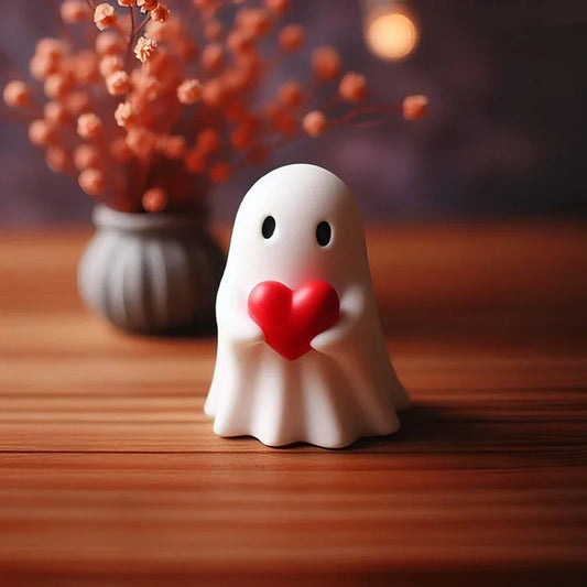 Middle Finger Cute Ghost Statue – Funny & Spooky Figurine for Halloween Home Decor