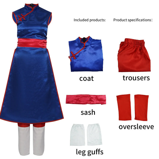 Chi-Chi Cosplay Costume – Blue Cheongsam Dress Uniform for Women