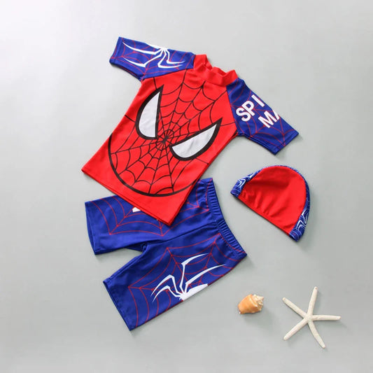 Baby Superhero Cosplay Swimsuit & Hat Set