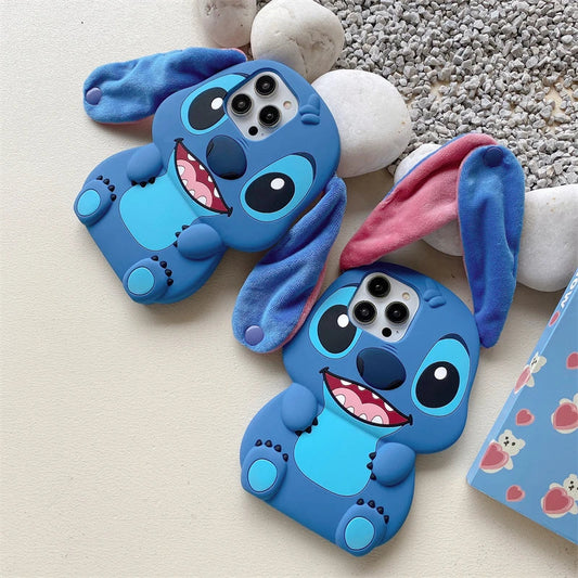 3D Stitch Plush Ear Soft Silicone iPhone Case