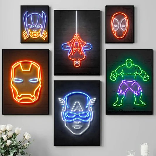 MINISO Disney Neon Marvel Superhero Poster