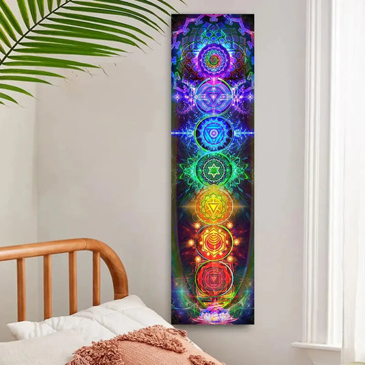 Colorful Chakra Wall Tapestry – Spiritual Energy Wall Hanging for Yoga & Meditation Spaces