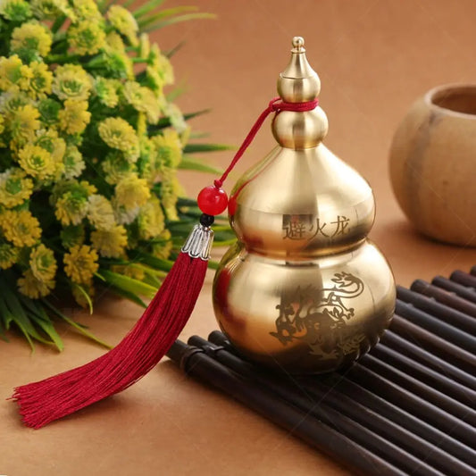 Feng Shui Chinese Brass Wu Lou Gourd